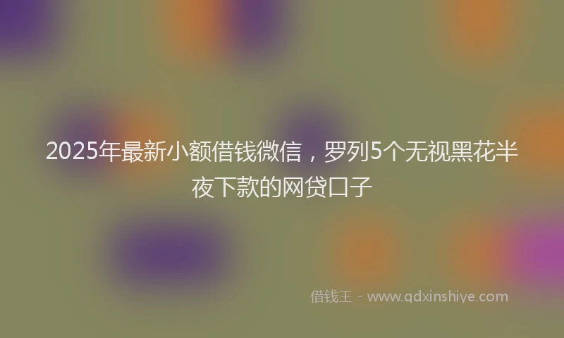 2025年最新小额借钱微信，罗列5个无视黑花半夜下款的网贷口子