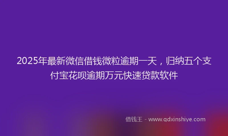 2025年最新微信借钱微粒逾期一天，归纳五个支付宝花呗逾期万元快速贷款软件