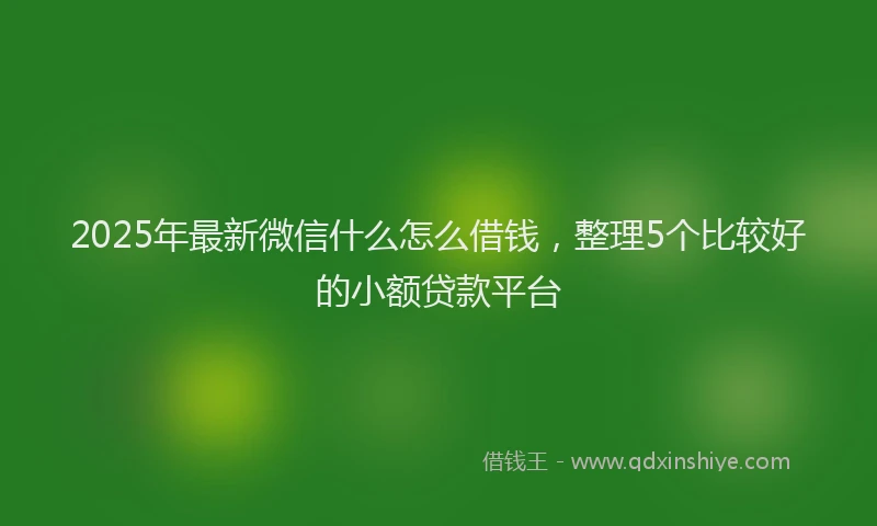 2025年最新微信什么怎么借钱，整理5个比较好的小额贷款平台