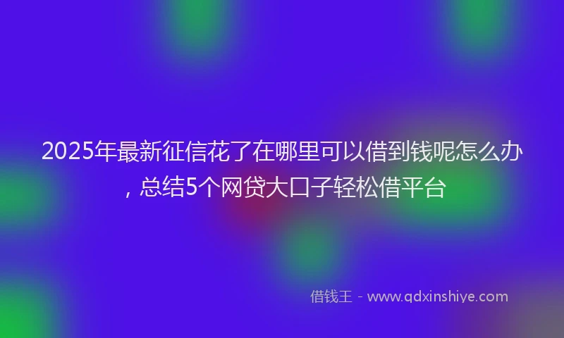 2025年最新征信花了在哪里可以借到钱呢怎么办，总结5个网贷大口子轻松借平台
