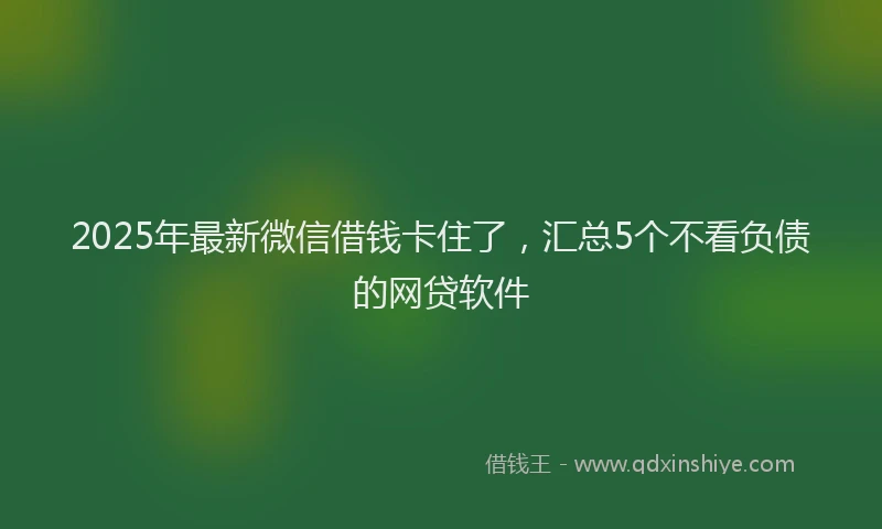 2025年最新微信借钱卡住了，汇总5个不看负债的网贷软件