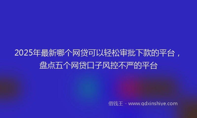 2025年最新哪个网贷可以轻松审批下款的平台，盘点五个网贷口子风控不严的平台