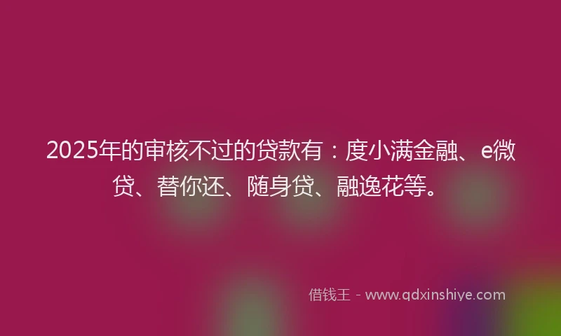 2025年的审核不过的贷款有：度小满金融、e微贷、替你还、随身贷、融逸花等。