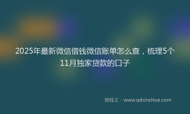 2025年最新微信借钱微信账单怎么查，梳理5个11月独家贷款的口子