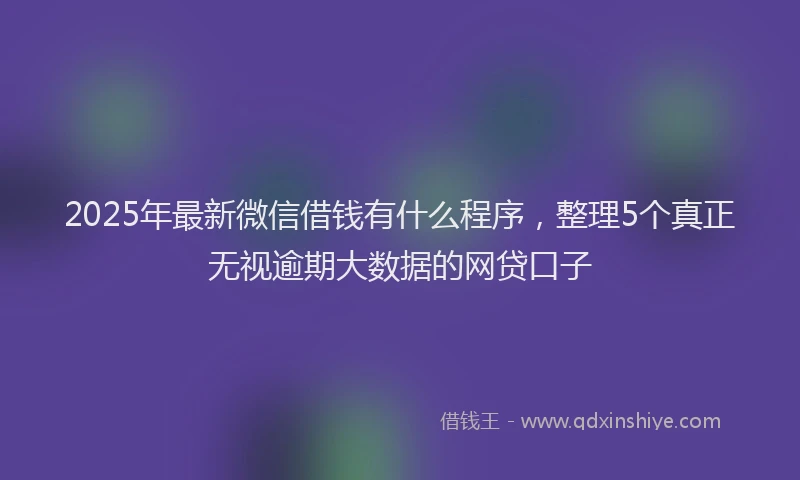 2025年最新微信借钱有什么程序，整理5个真正无视逾期大数据的网贷口子