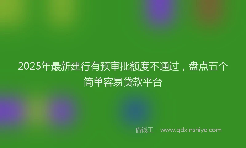 2025年最新建行有预审批额度不通过，盘点五个简单容易贷款平台