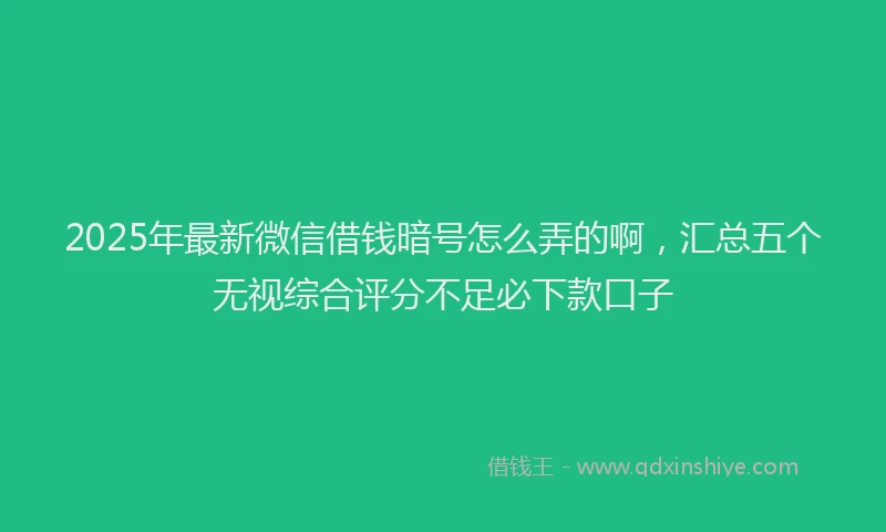 2025年最新微信借钱暗号怎么弄的啊，汇总五个无视综合评分不足必下款口子