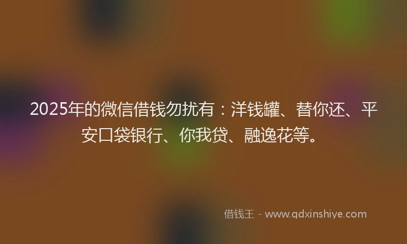 2025年的微信借钱勿扰有：洋钱罐、替你还、平安口袋银行、你我贷、融逸花等。