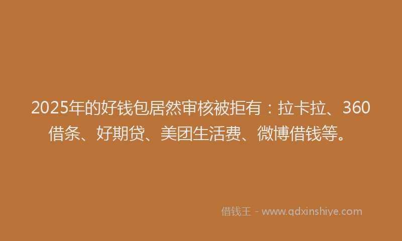 2025年的好钱包居然审核被拒有：拉卡拉、360借条、好期贷、美团生活费、微博借钱等。