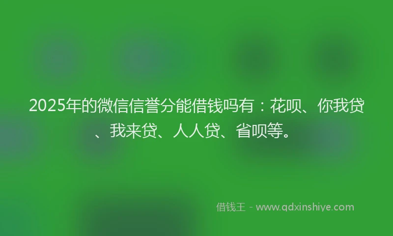 2025年的微信信誉分能借钱吗有：花呗、你我贷、我来贷、人人贷、省呗等。