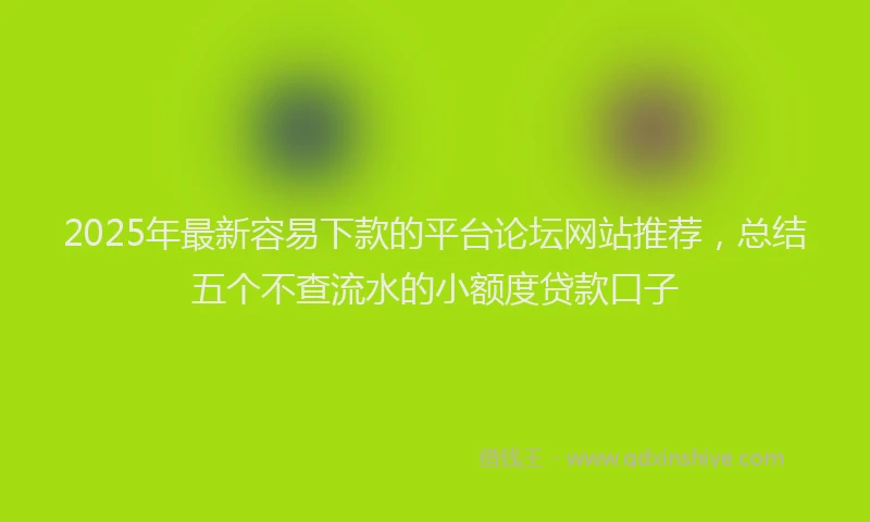 2025年最新容易下款的平台论坛网站推荐，总结五个不查流水的小额度贷款口子