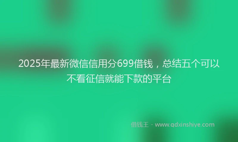 2025年最新微信信用分699借钱，总结五个可以不看征信就能下款的平台