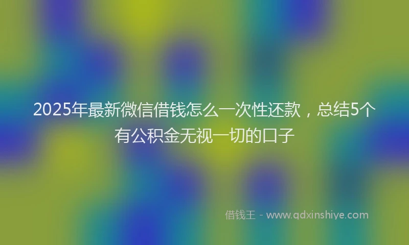 2025年最新微信借钱怎么一次性还款，总结5个有公积金无视一切的口子