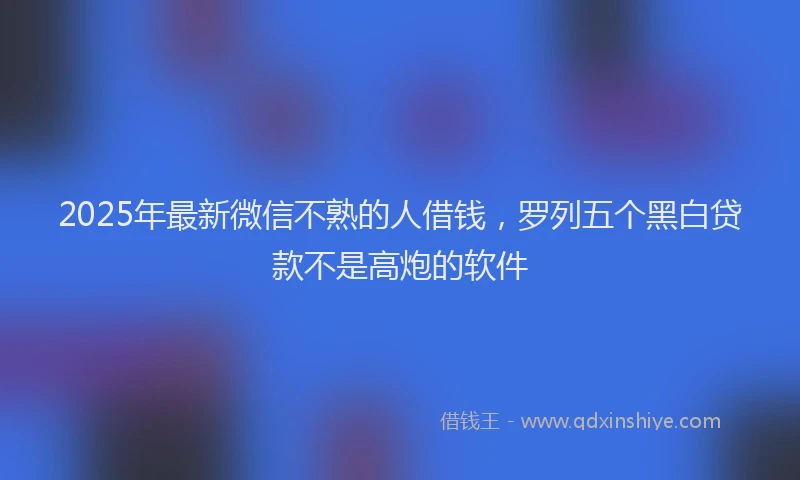 2025年最新微信不熟的人借钱，罗列五个黑白贷款不是高炮的软件