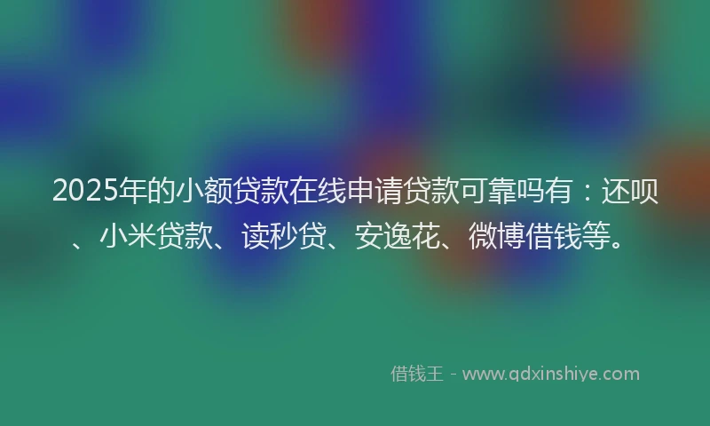 2025年的小额贷款在线申请贷款可靠吗有：还呗、小米贷款、读秒贷、安逸花、微博借钱等。