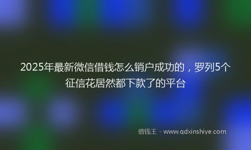 2025年最新微信借钱怎么销户成功的，罗列5个征信花居然都下款了的平台