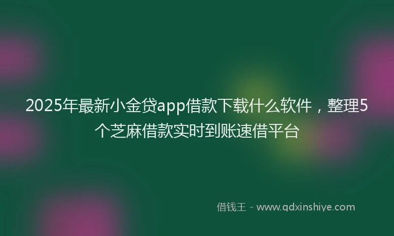 2025年最新小金贷app借款下载什么软件，整理5个芝麻借款实时到账速借平台