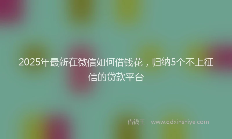 2025年最新在微信如何借钱花，归纳5个不上征信的贷款平台