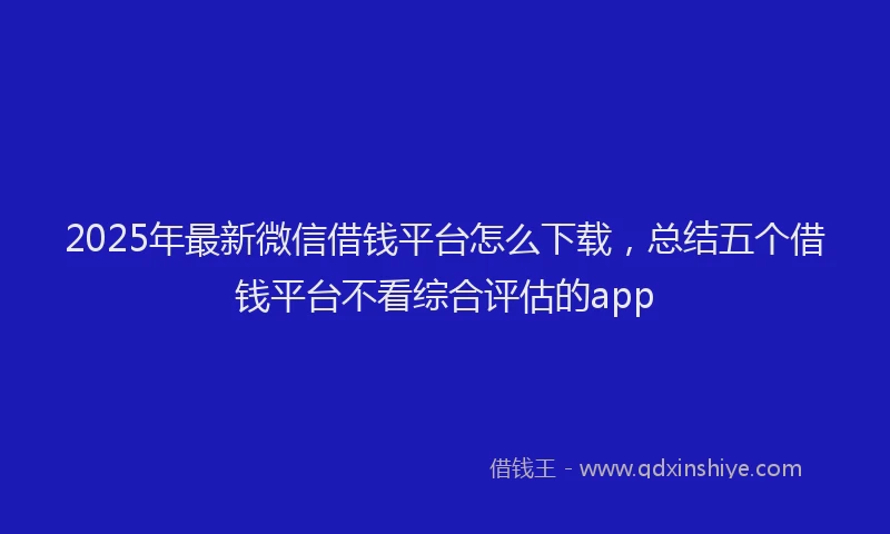 2025年最新微信借钱平台怎么下载，总结五个借钱平台不看综合评估的app