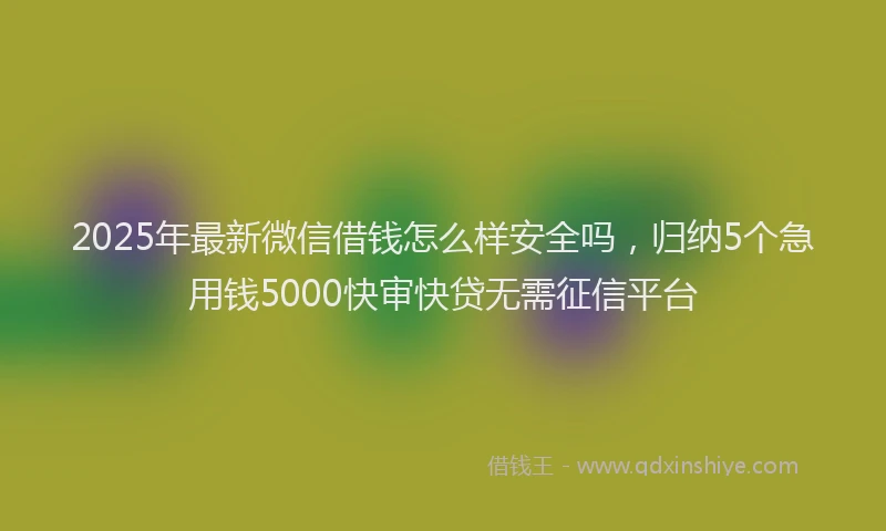 2025年最新微信借钱怎么样安全吗，归纳5个急用钱5000快审快贷无需征信平台