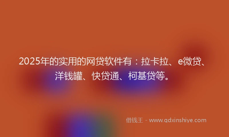 2025年的实用的网贷软件有：拉卡拉、e微贷、洋钱罐、快贷通、柯基贷等。
