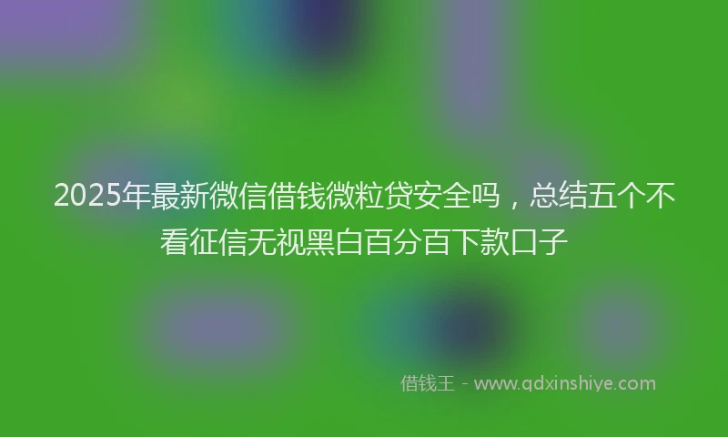 2025年最新微信借钱微粒贷安全吗，总结五个不看征信无视黑白百分百下款口子