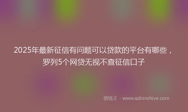 2025年最新征信有问题可以贷款的平台有哪些，罗列5个网贷无视不查征信口子