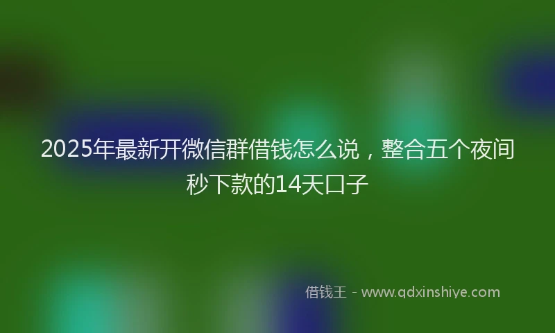 2025年最新开微信群借钱怎么说，整合五个夜间秒下款的14天口子