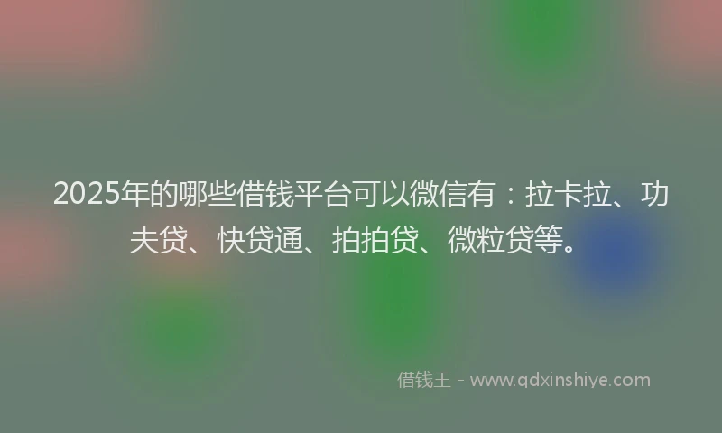 2025年的哪些借钱平台可以微信有：拉卡拉、功夫贷、快贷通、拍拍贷、微粒贷等。