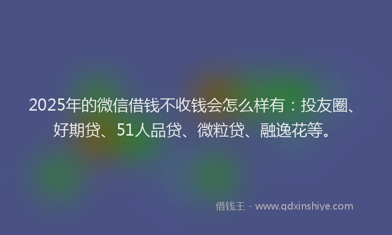 2025年的微信借钱不收钱会怎么样有：投友圈、好期贷、51人品贷、微粒贷、融逸花等。