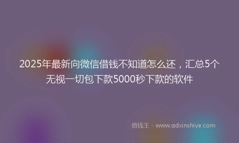 2025年最新向微信借钱不知道怎么还，汇总5个无视一切包下款5000秒下款的软件