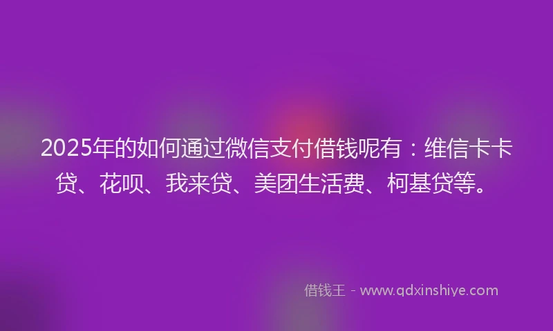 2025年的如何通过微信支付借钱呢有：维信卡卡贷、花呗、我来贷、美团生活费、柯基贷等。