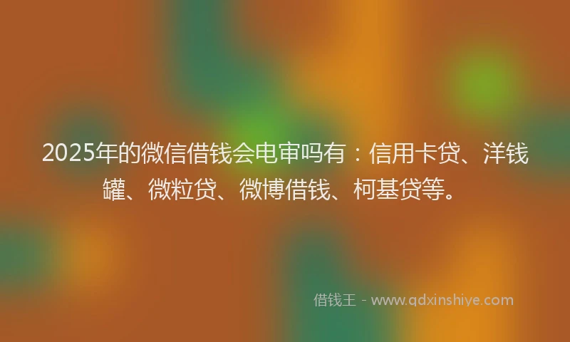 2025年的微信借钱会电审吗有：信用卡贷、洋钱罐、微粒贷、微博借钱、柯基贷等。