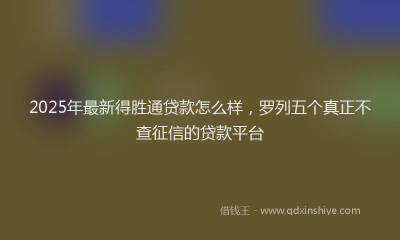 2025年最新得胜通贷款怎么样，罗列五个真正不查征信的贷款平台