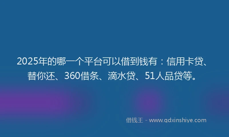 2025年的哪一个平台可以借到钱有：信用卡贷、替你还、360借条、滴水贷、51人品贷等。