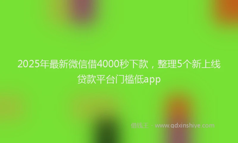 2025年最新微信借4000秒下款，整理5个新上线贷款平台门槛低app