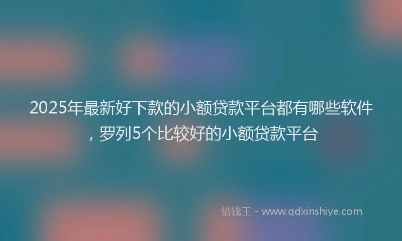 2025年最新好下款的小额贷款平台都有哪些软件，罗列5个比较好的小额贷款平台