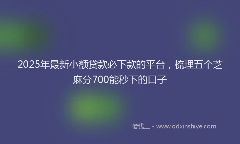 2025年最新小额贷款必下款的平台，梳理五个芝麻分700能秒下的口子