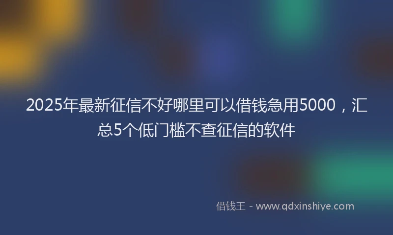 2025年最新征信不好哪里可以借钱急用5000，汇总5个低门槛不查征信的软件