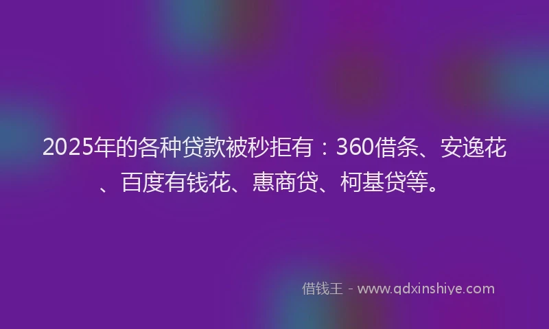 2025年的各种贷款被秒拒有：360借条、安逸花、百度有钱花、惠商贷、柯基贷等。