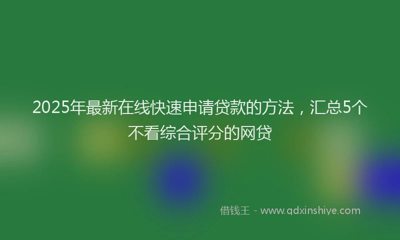 2025年最新在线快速申请贷款的方法，汇总5个不看综合评分的网贷