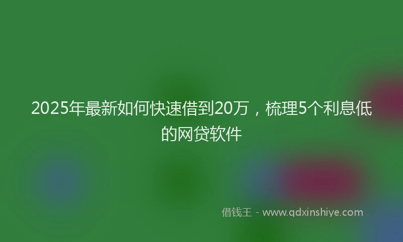 2025年最新如何快速借到20万，梳理5个利息低的网贷软件