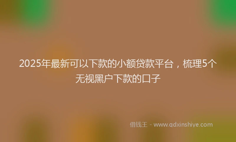 2025年最新可以下款的小额贷款平台，梳理5个无视黑户下款的口子
