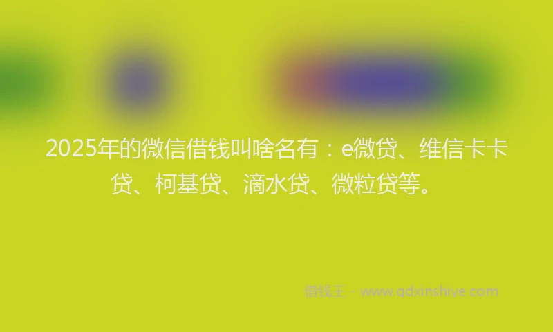 2025年的微信借钱叫啥名有：e微贷、维信卡卡贷、柯基贷、滴水贷、微粒贷等。