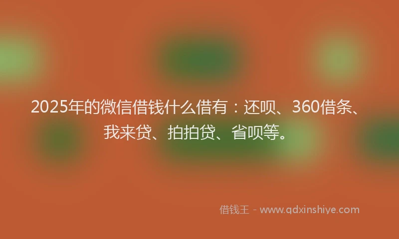 2025年的微信借钱什么借有：还呗、360借条、我来贷、拍拍贷、省呗等。