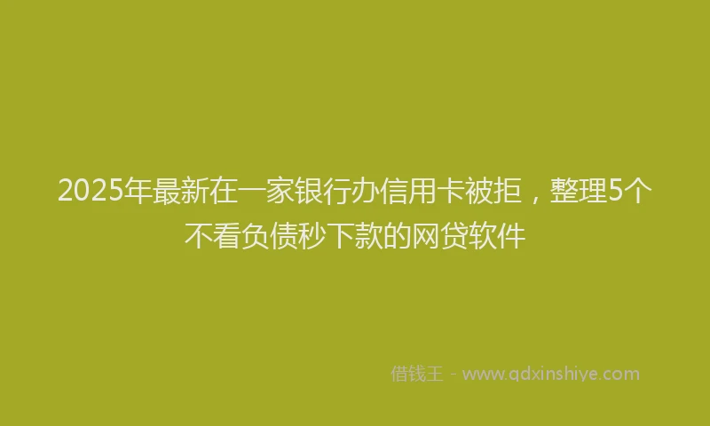 2025年最新在一家银行办信用卡被拒，整理5个不看负债秒下款的网贷软件