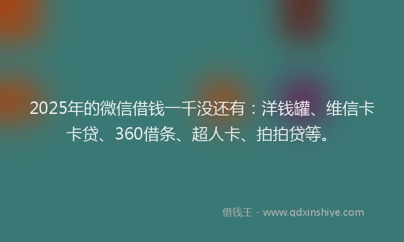 2025年的微信借钱一千没还有：洋钱罐、维信卡卡贷、360借条、超人卡、拍拍贷等。