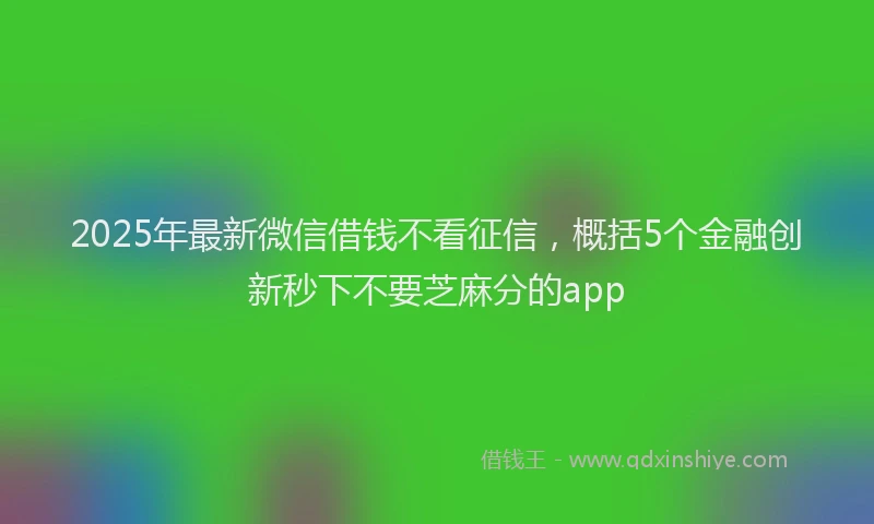 2025年最新微信借钱不看征信，概括5个金融创新秒下不要芝麻分的app
