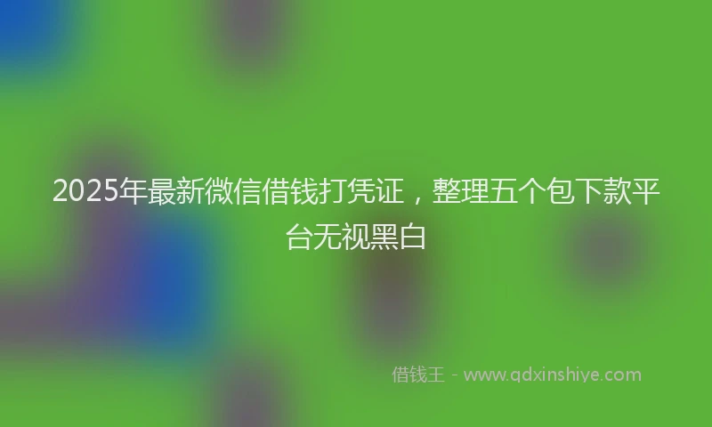 2025年最新微信借钱打凭证，整理五个包下款平台无视黑白