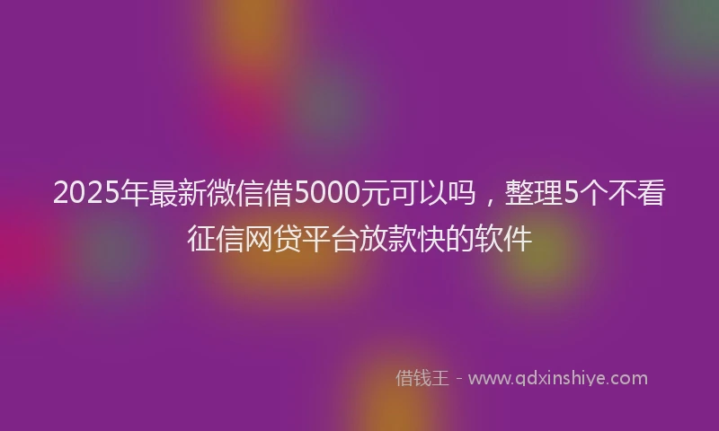 2025年最新微信借5000元可以吗，整理5个不看征信网贷平台放款快的软件